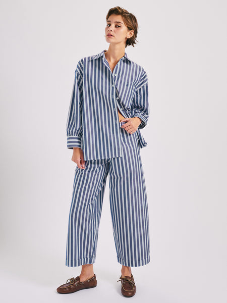 パンツ SEMICOUTURE Cotton blend trouser with striped motif The Finance Pants in Cotton Poplin – Suzie Kondi
