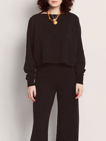 The Krysia Cropped Boatneck Sweater in Cashmere