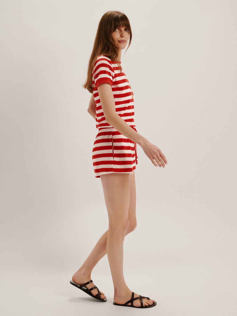 Cherry-Ivory Stripe 