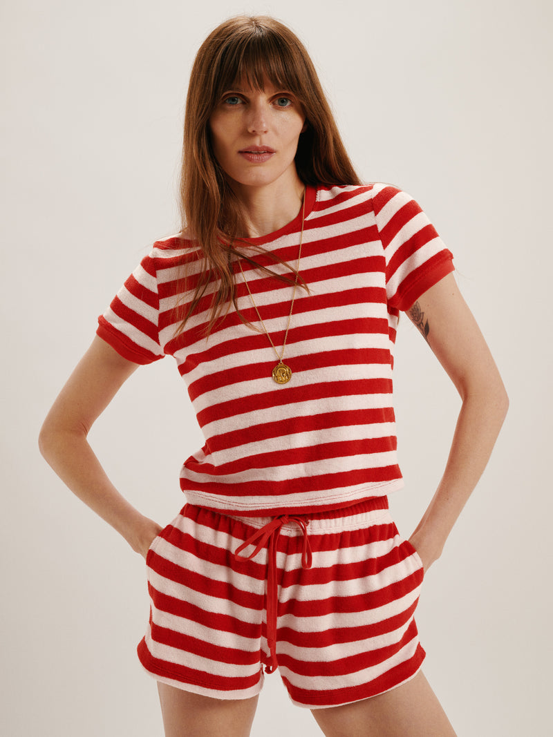 Cherry-Ivory Stripe 