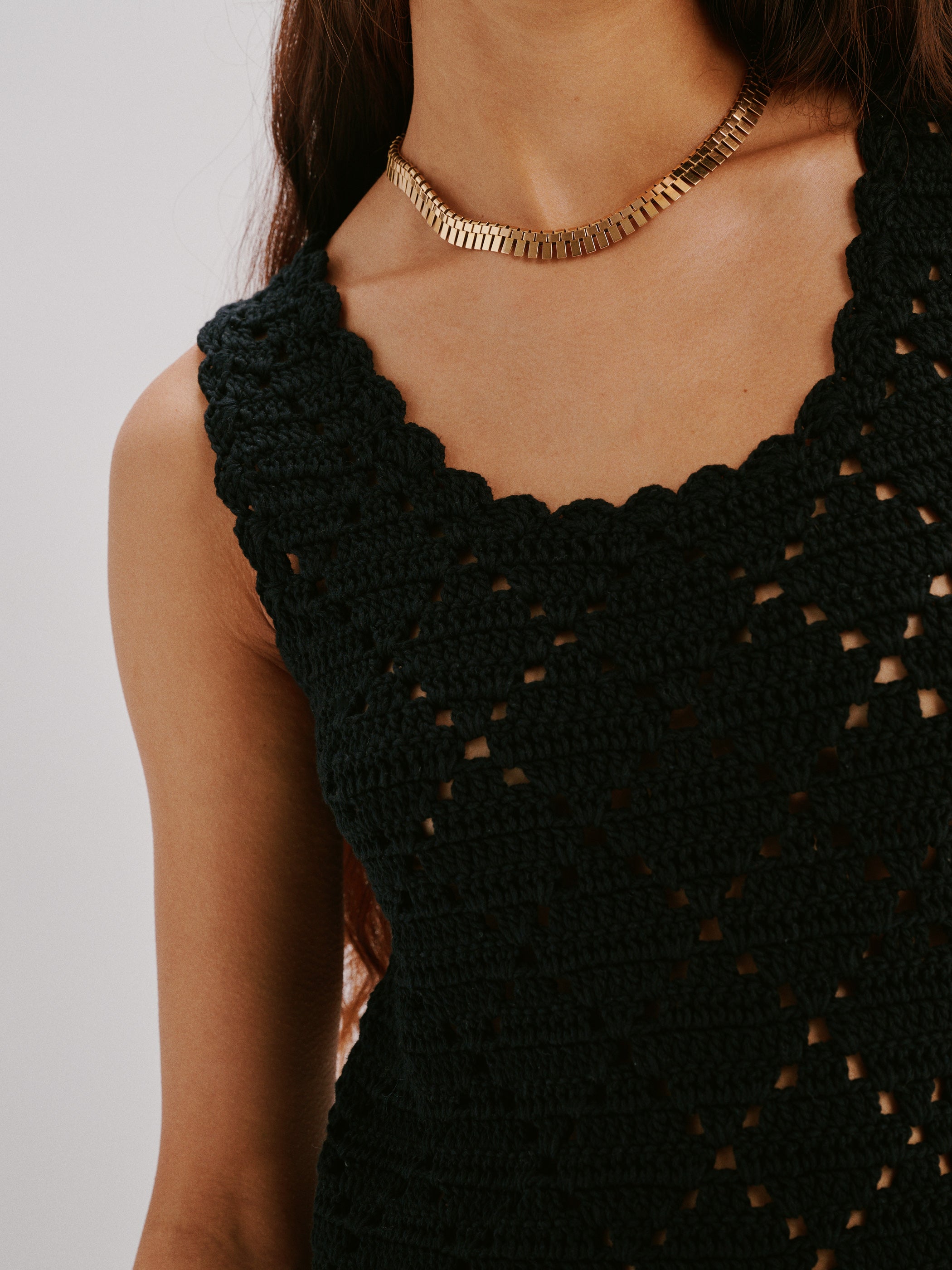 The Chryssi Dress in Crochet Cotton Black / XS The Chryssi Dress in Crochet Cotton Black / XS