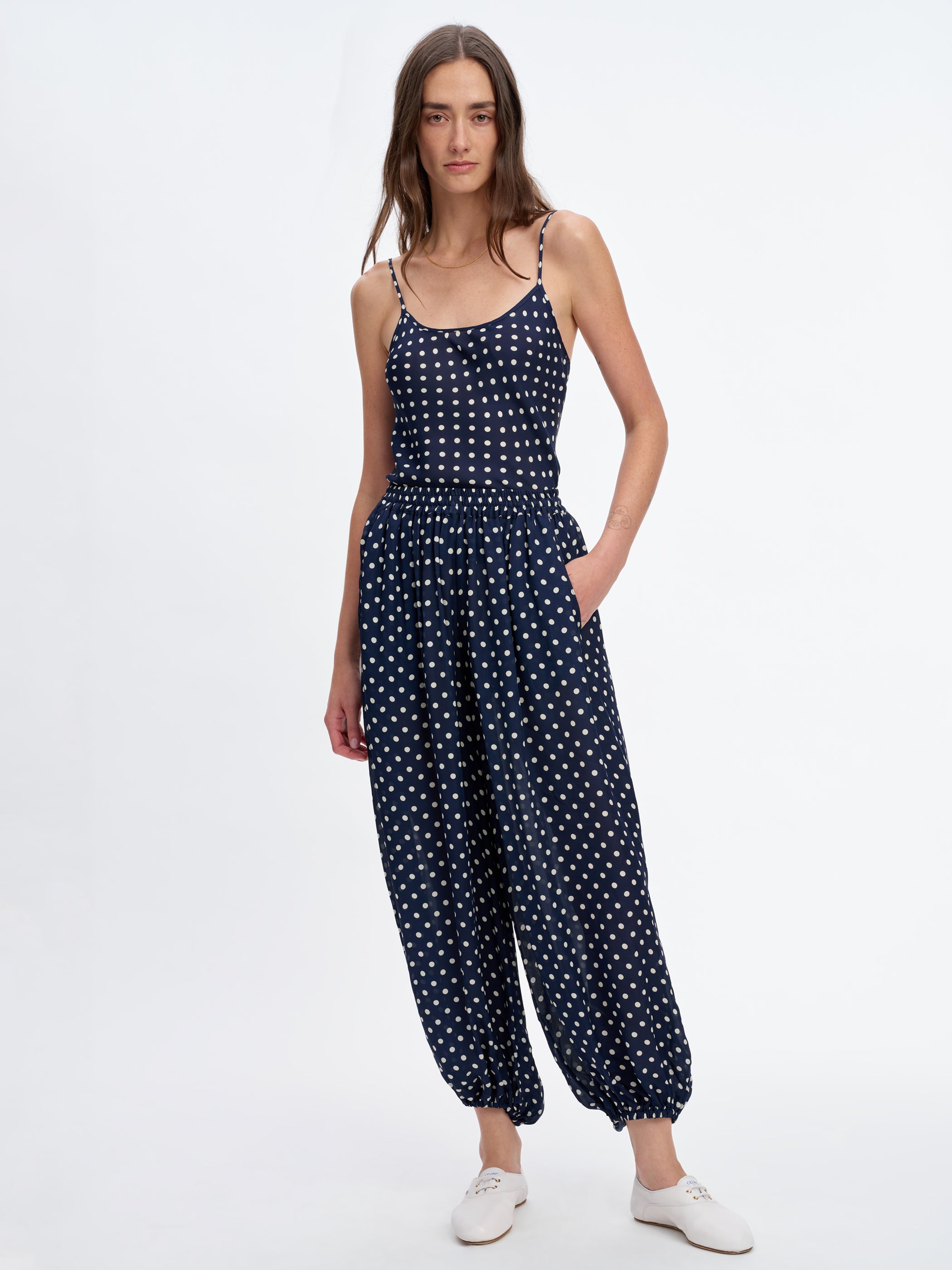 Navy Ivory Polka Dot 