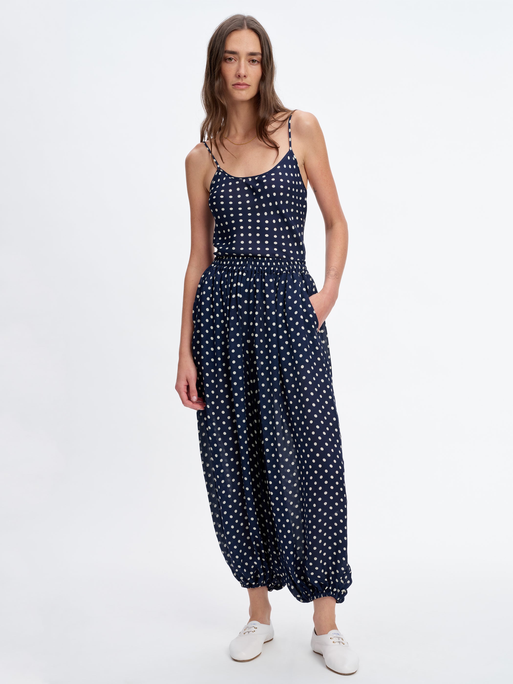 Navy Ivory Polka Dot 