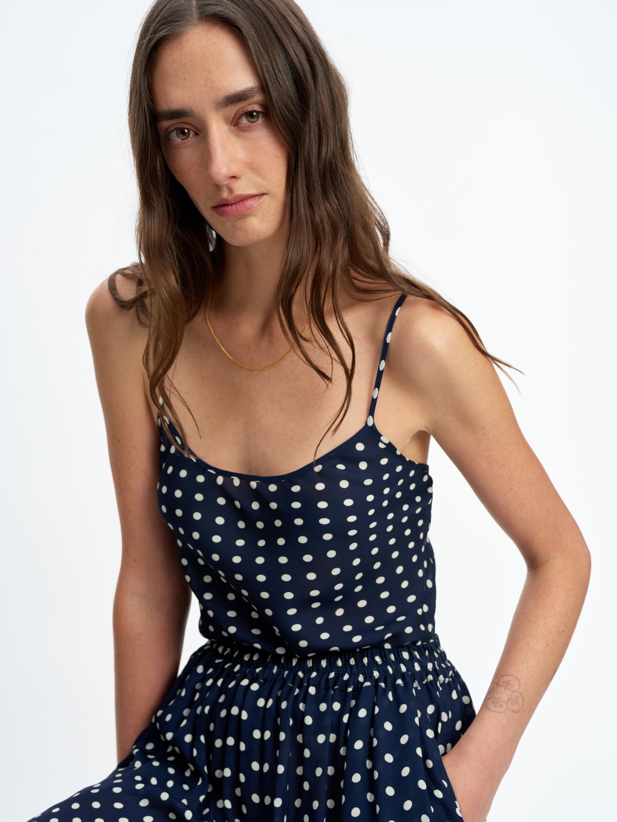 Navy Ivory Polka Dot 
