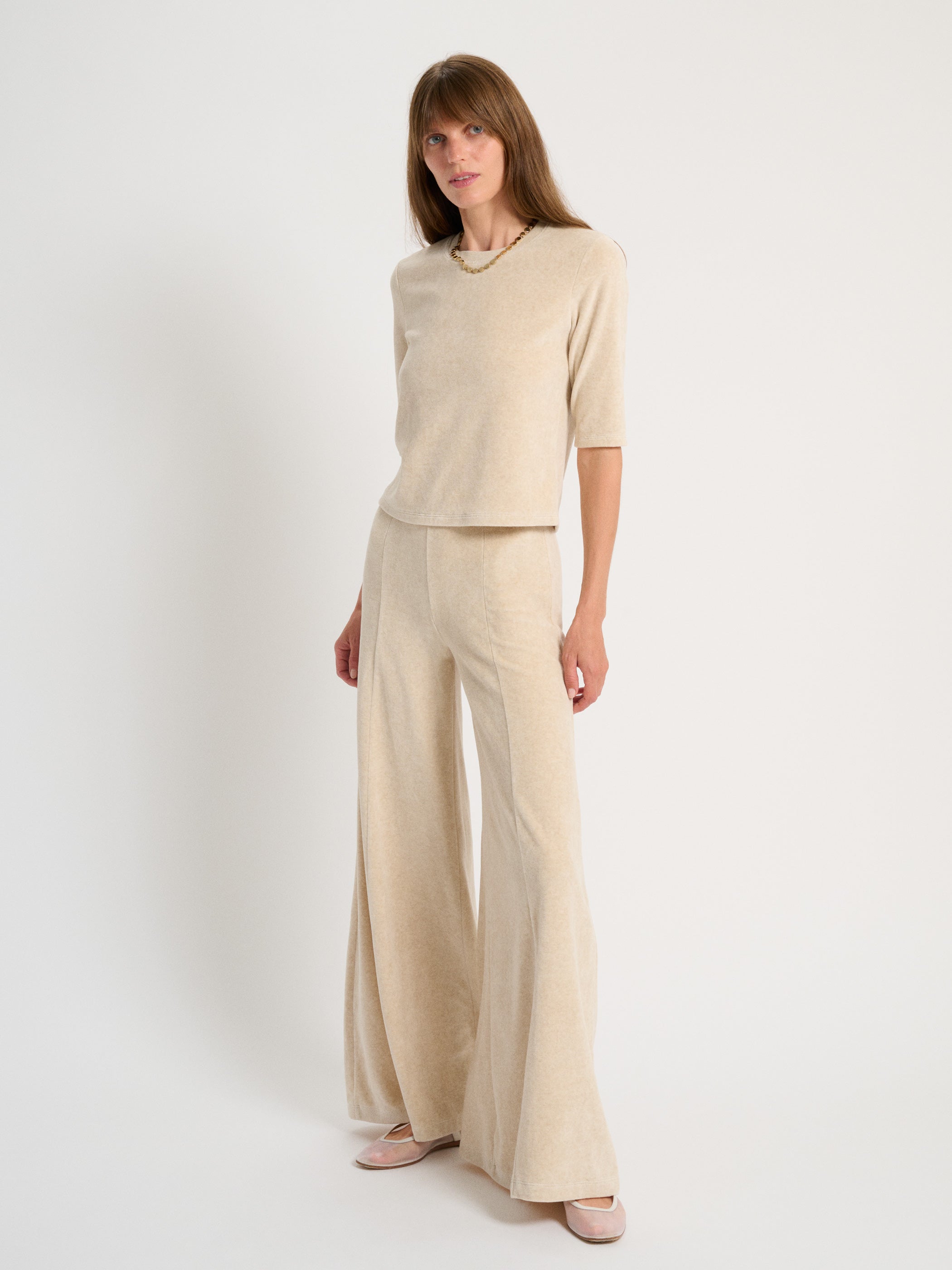 The Corfu Elbow Sleeve Crew in Velour 