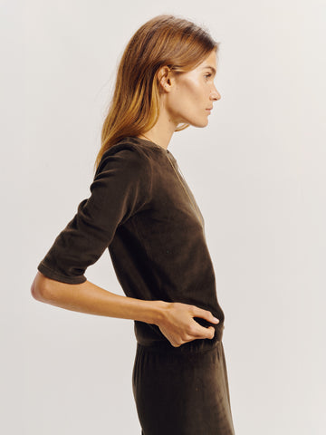The Corfu Elbow Sleeve Crew in Velour