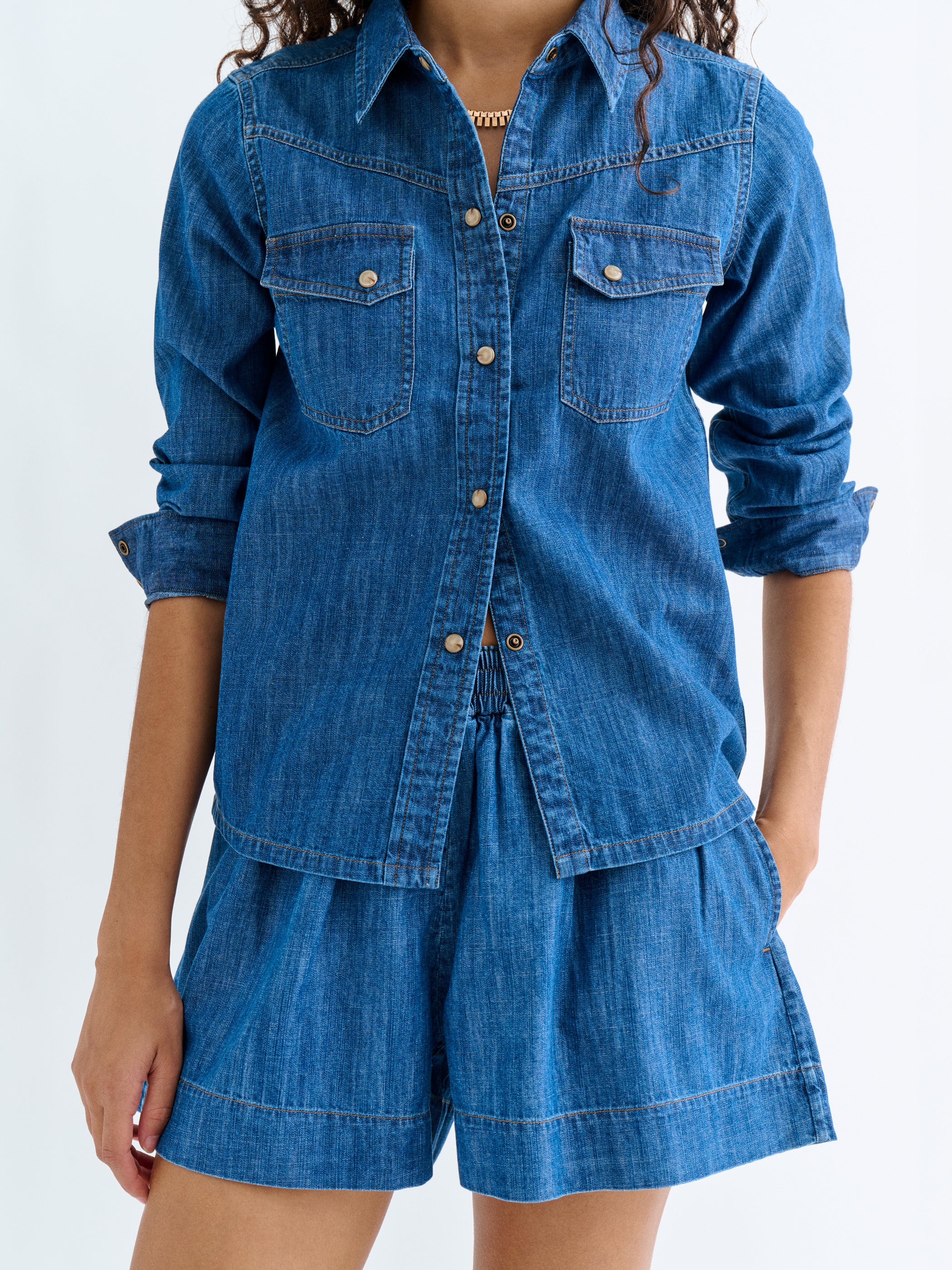 The Shkip Shorts in Denim Aegean / XS