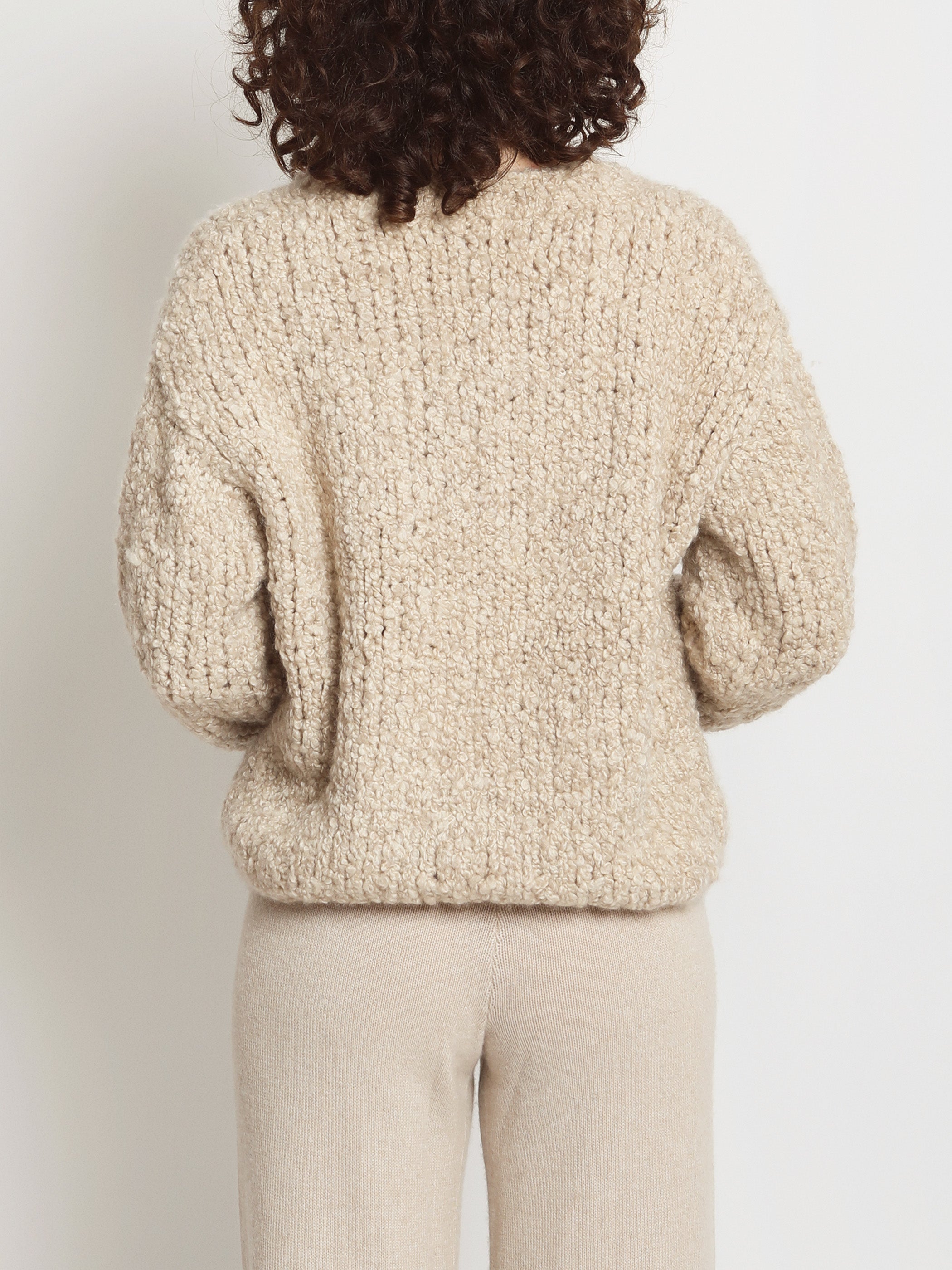 The Jooshi Handknit Boucle Cashmere Crew Neck Sweater – Suzie Kondi