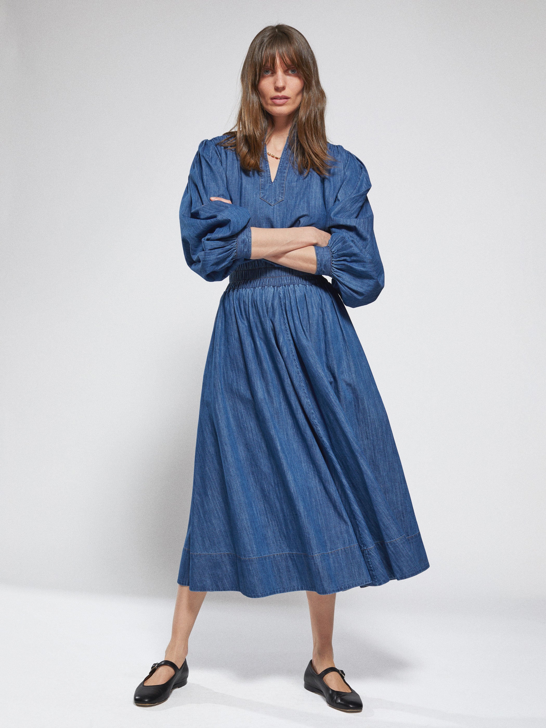 denim dress skirt Denim A-Line Skirt Light Denim / 20 / S261636