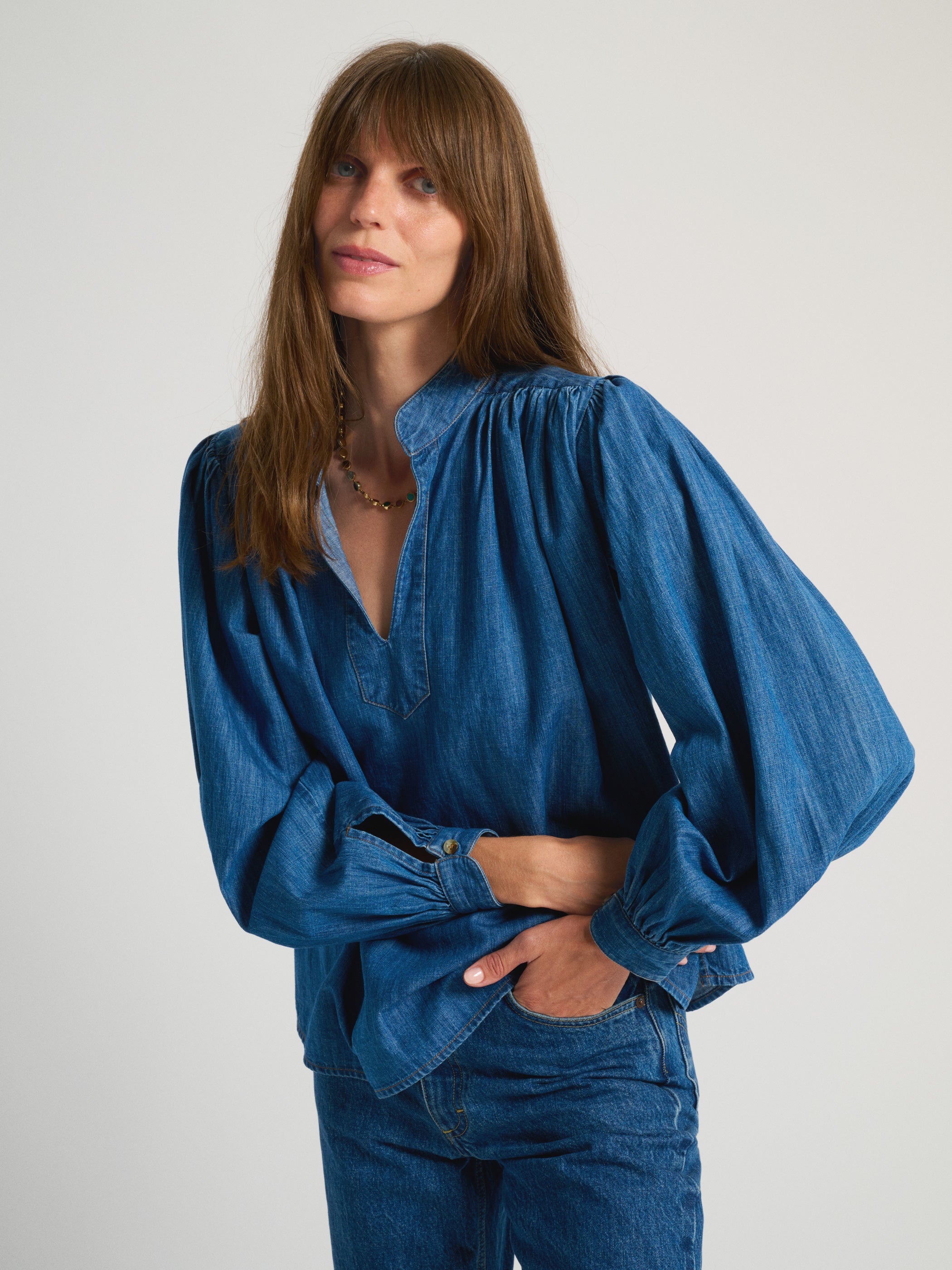 Soor Ploom Ramona Blouse - Twig & Vine on Old Gold – Casp