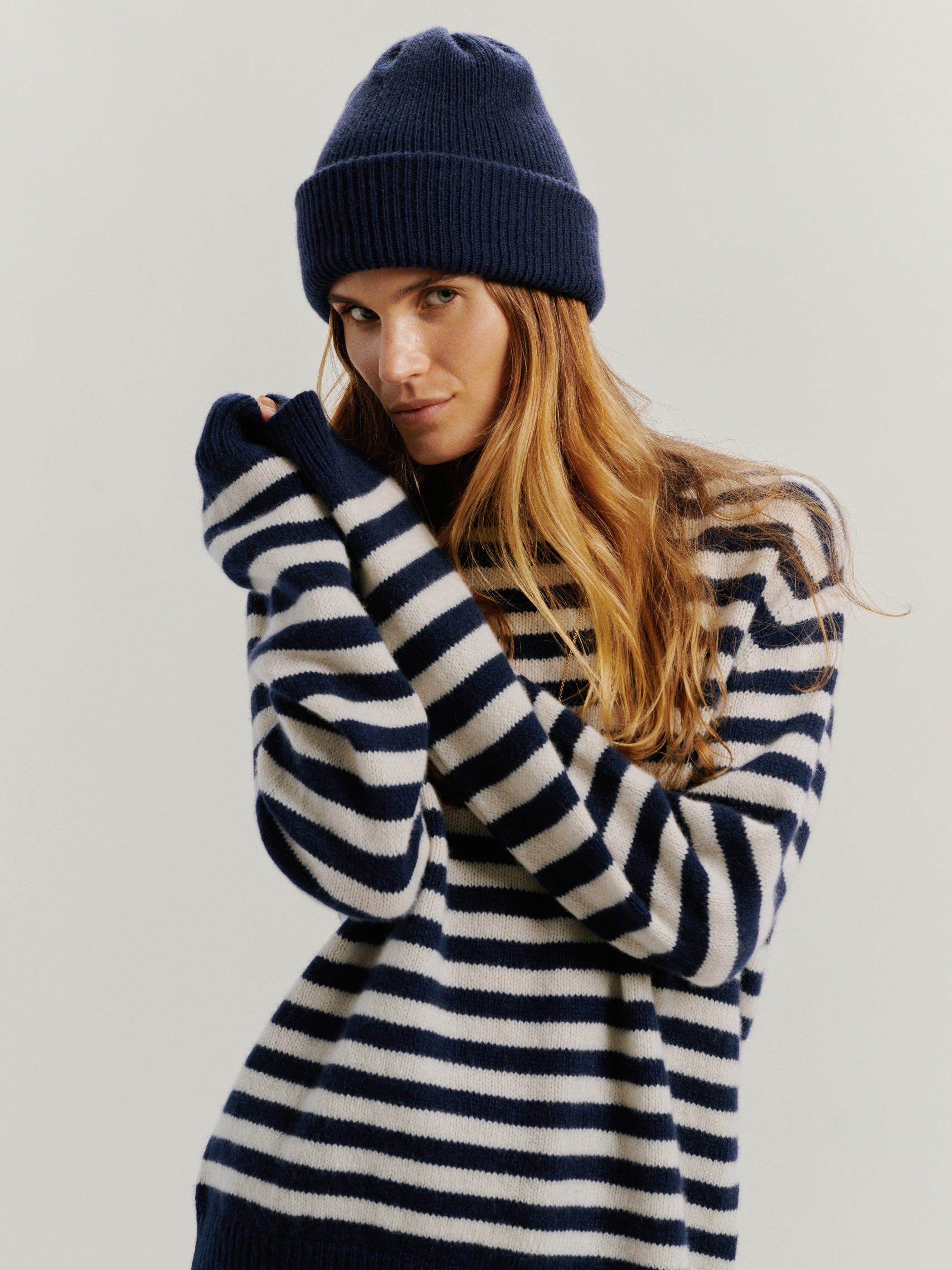 Navy-Ivory Stripe 