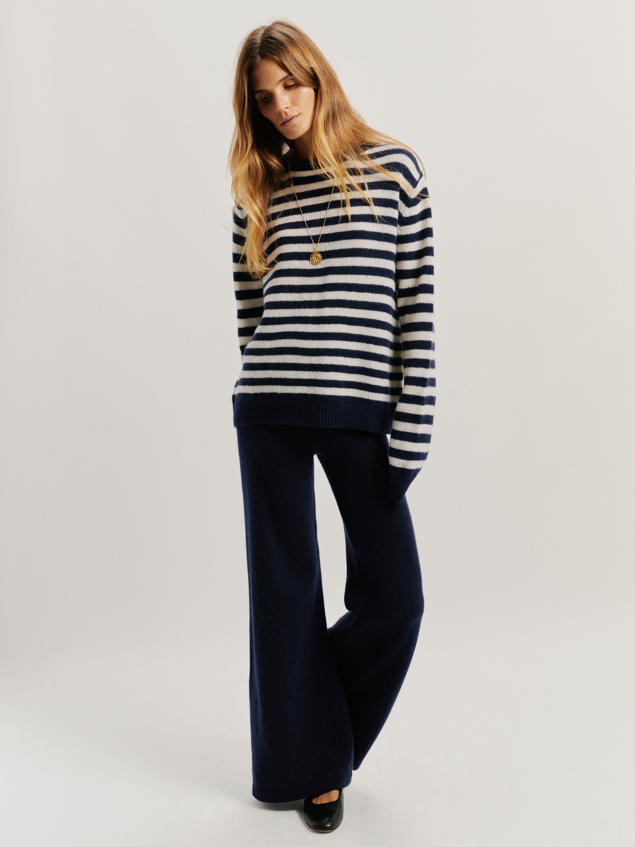 Navy-Ivory Stripe 