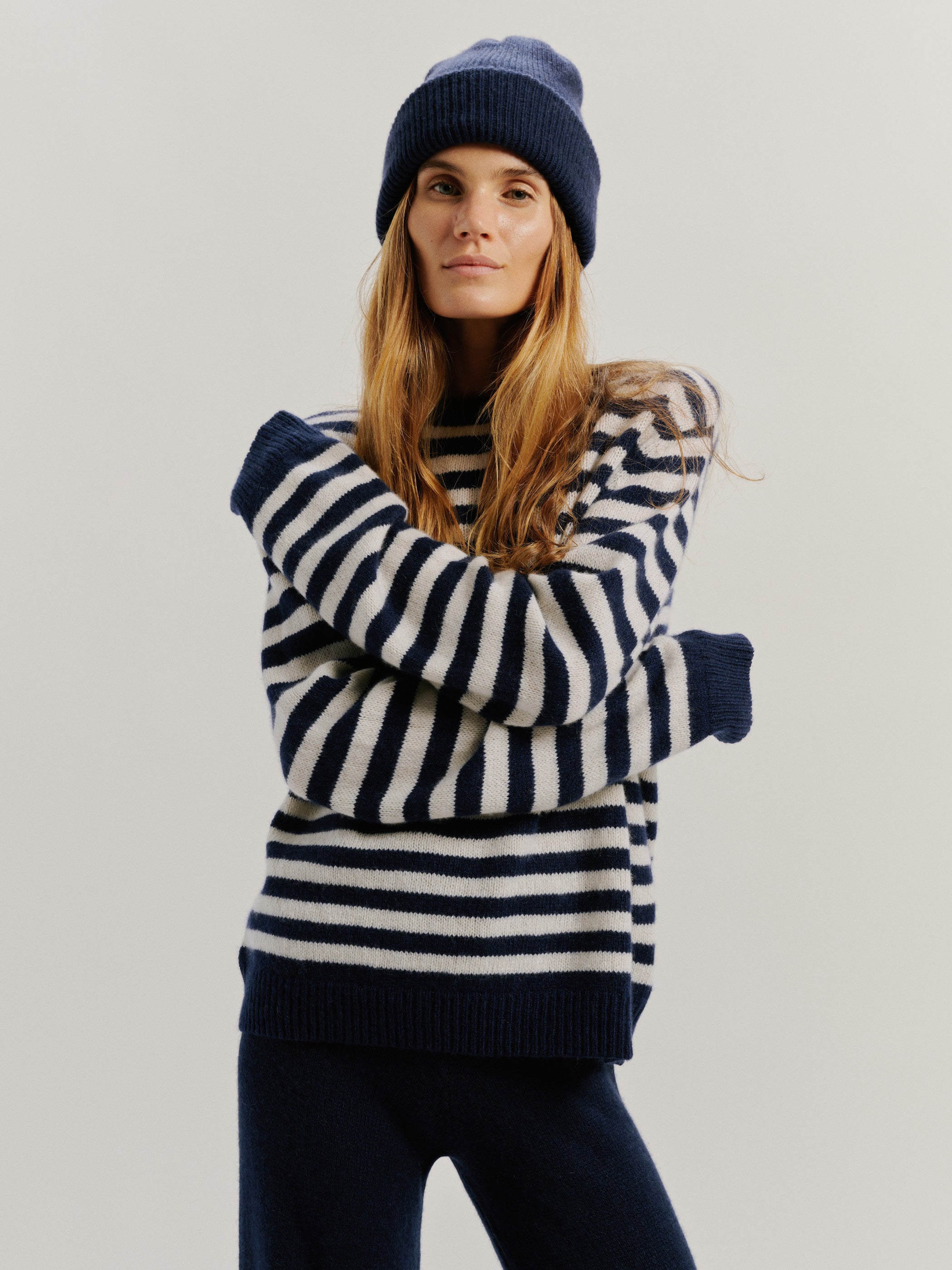 Navy-Ivory Stripe 