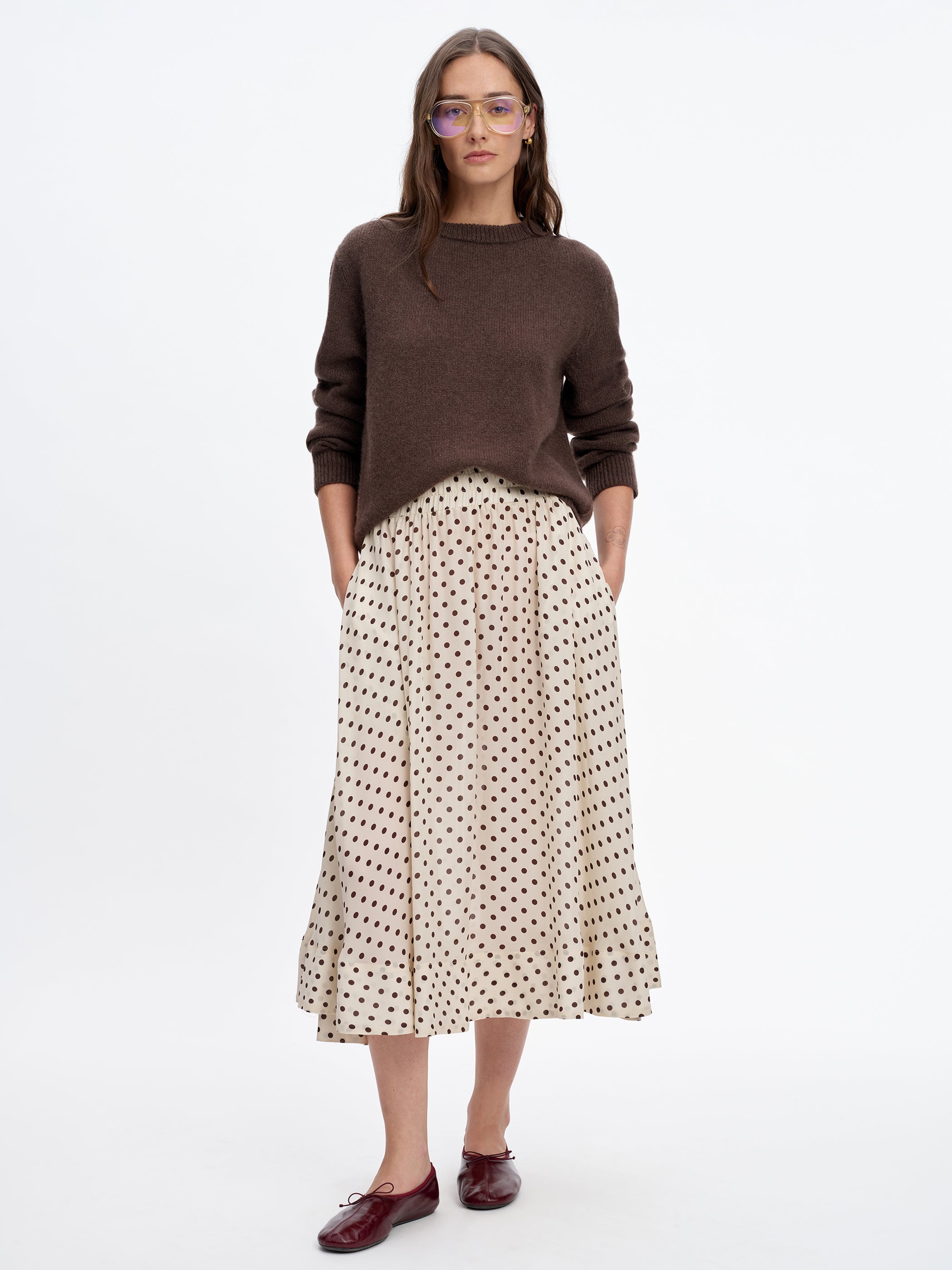 Ivory Walnut Polka Dot 
