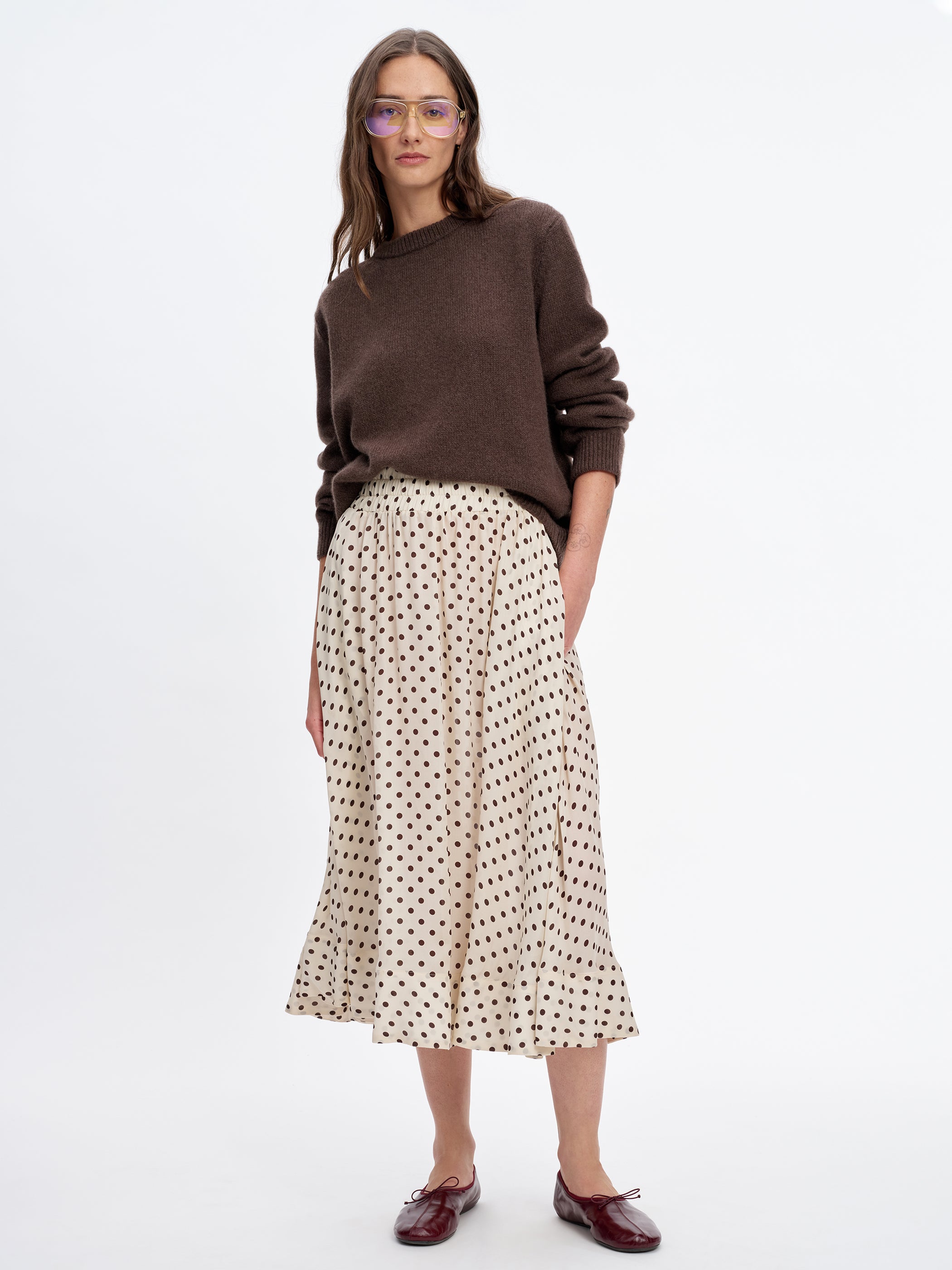 Ivory Walnut Polka Dot 
