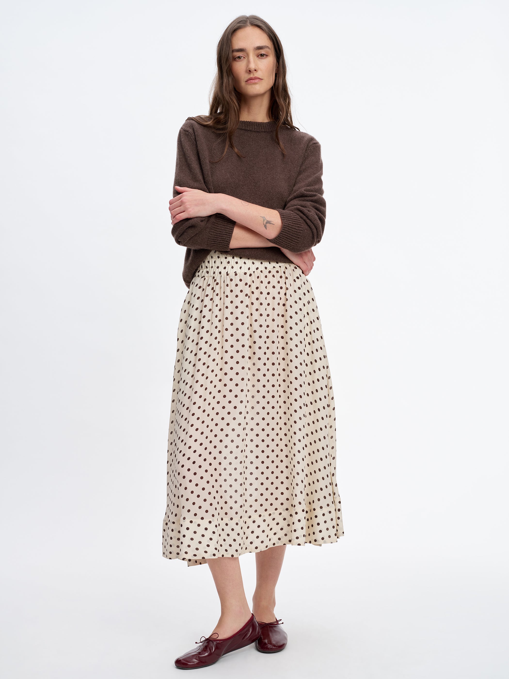 Ivory Walnut Polka Dot 