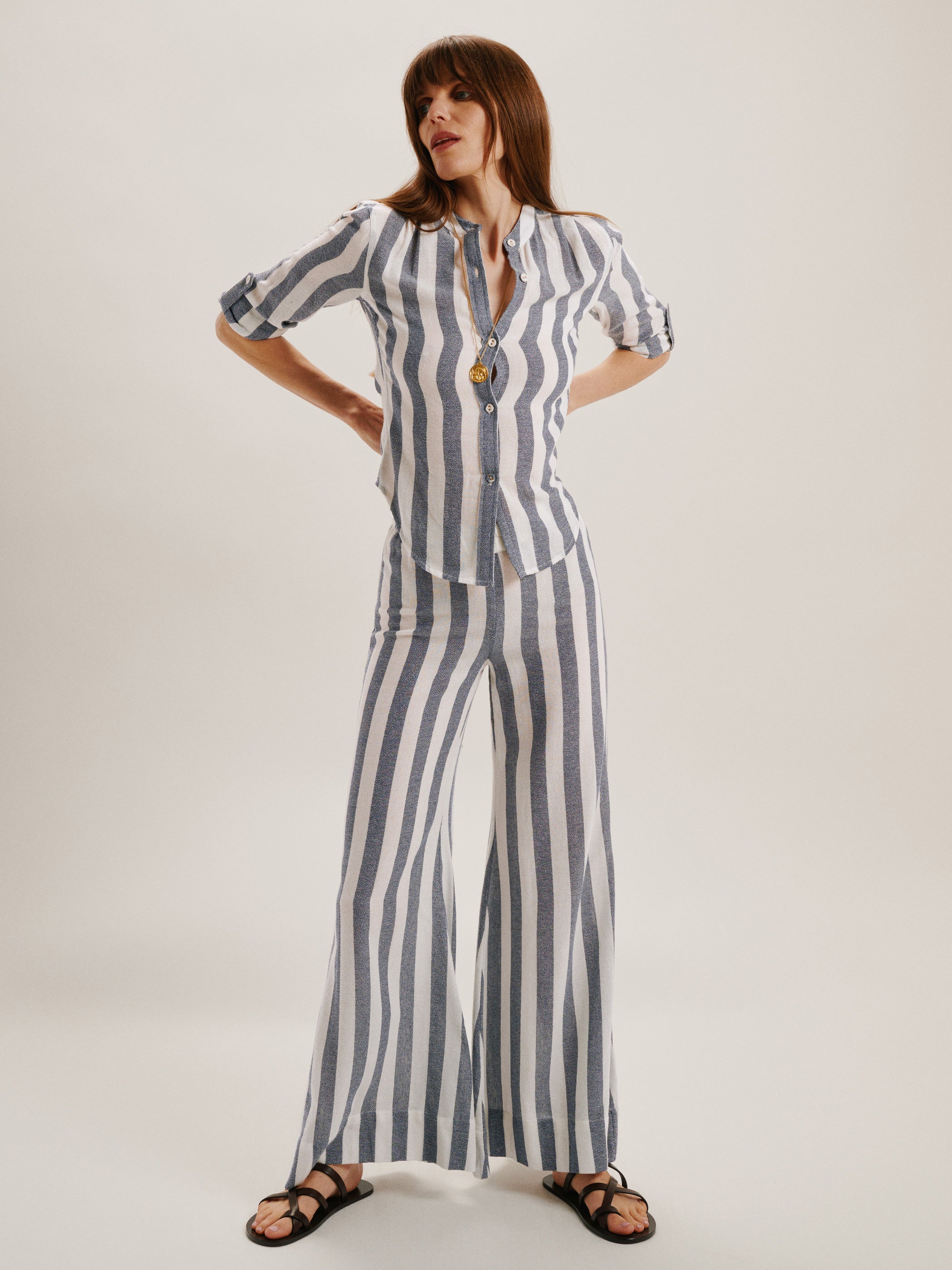 Navy-Ivory Stripe 