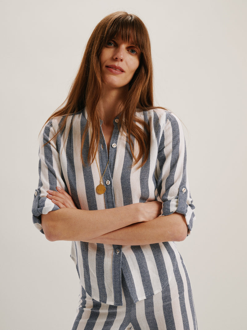 Navy-Ivory Stripe 