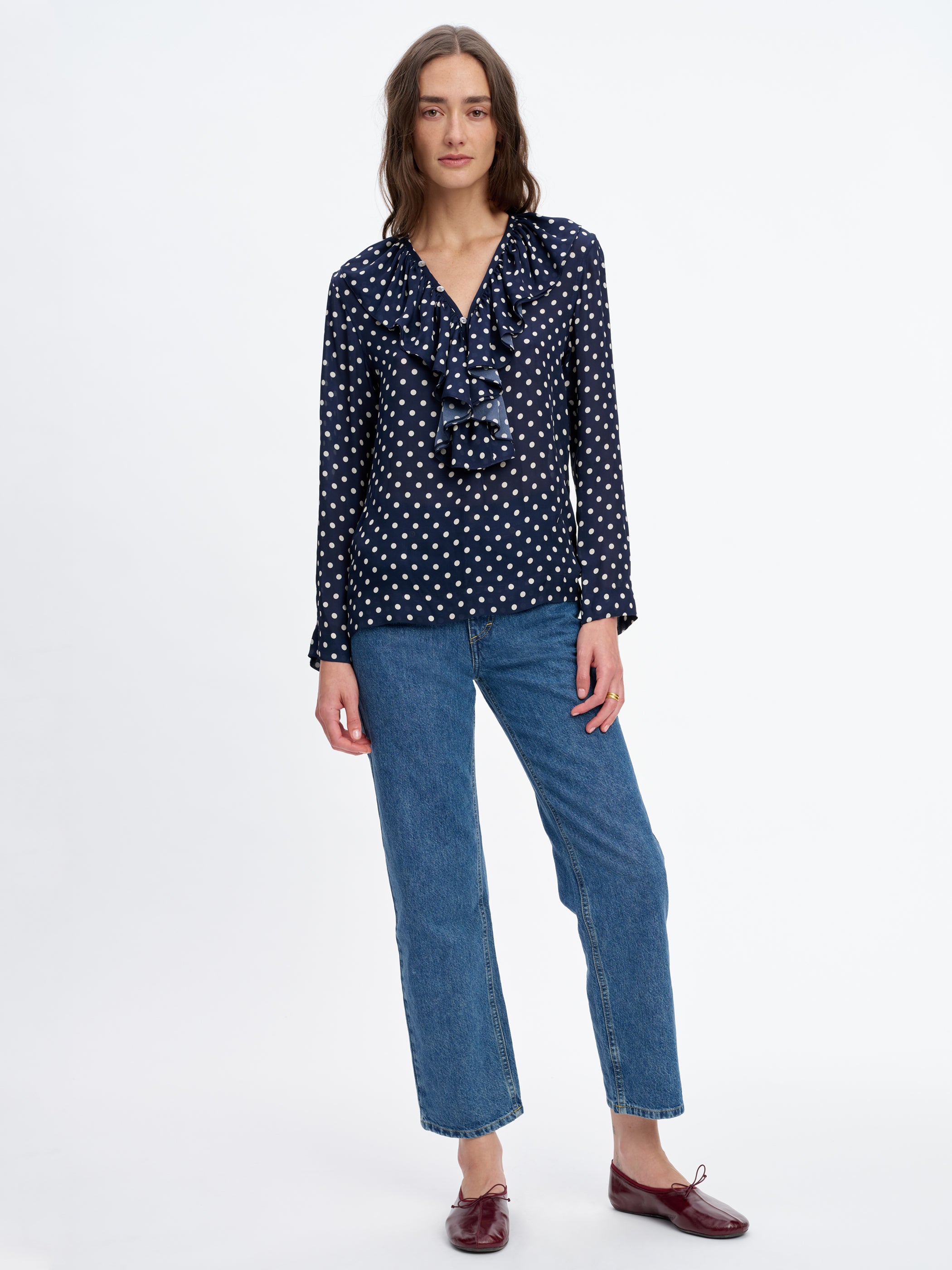 Navy Ivory Polka Dot 