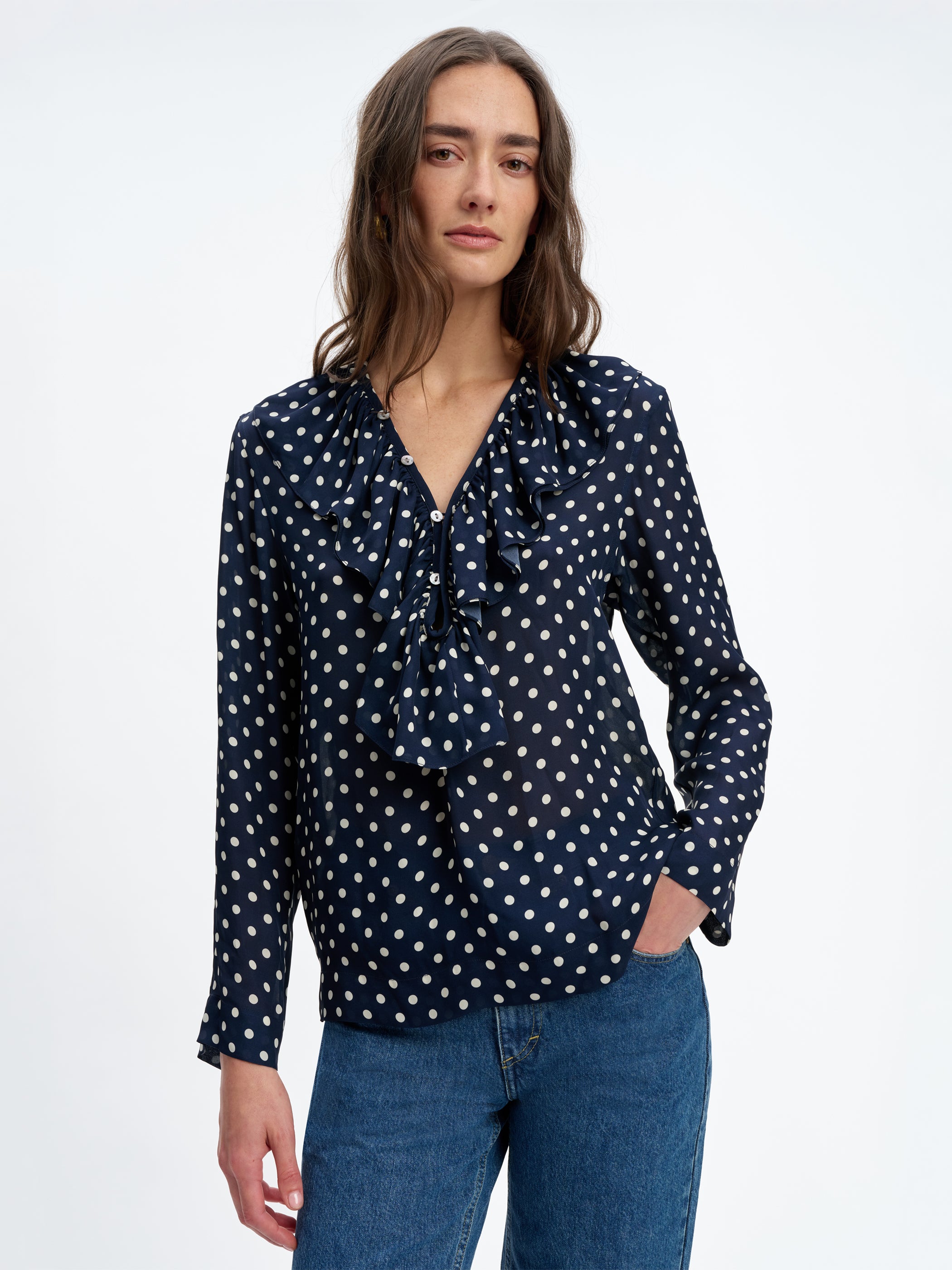 Navy Ivory Polka Dot 