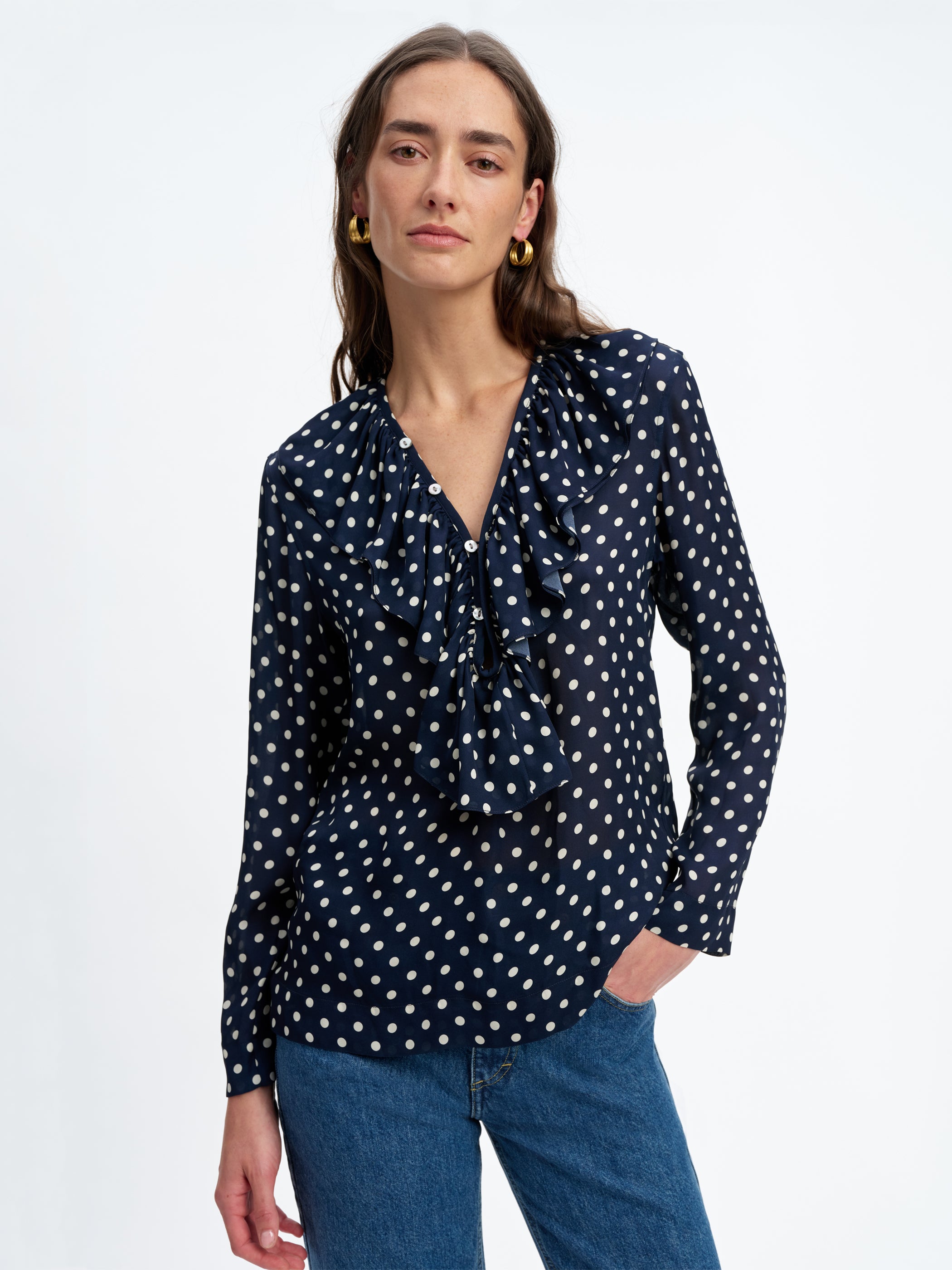 Navy Ivory Polka Dot 