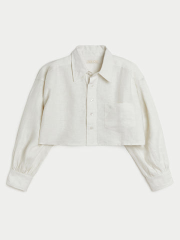 The Leuka Cropped Button-Up in Linen