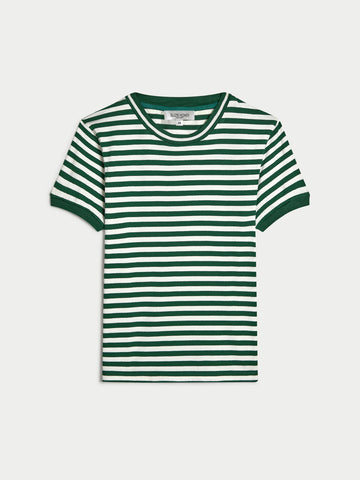 The Symi Crew Neck Tee in Striped Cotton Jersey