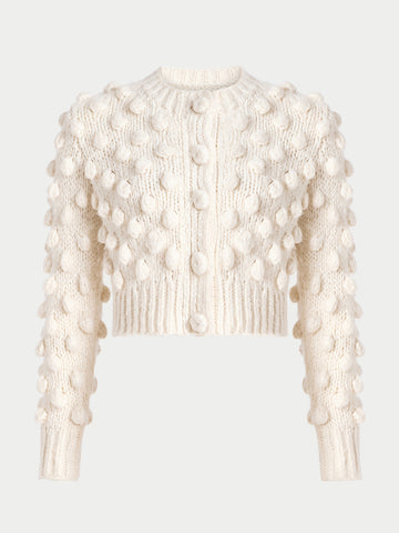 Juno Bobble Stitch Cardigan in Silk Cotton