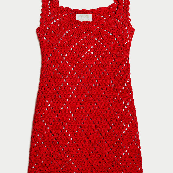 modern crochet dress Suzie Kondi Chryssi Dress in Crochet in Cotton | Cherry