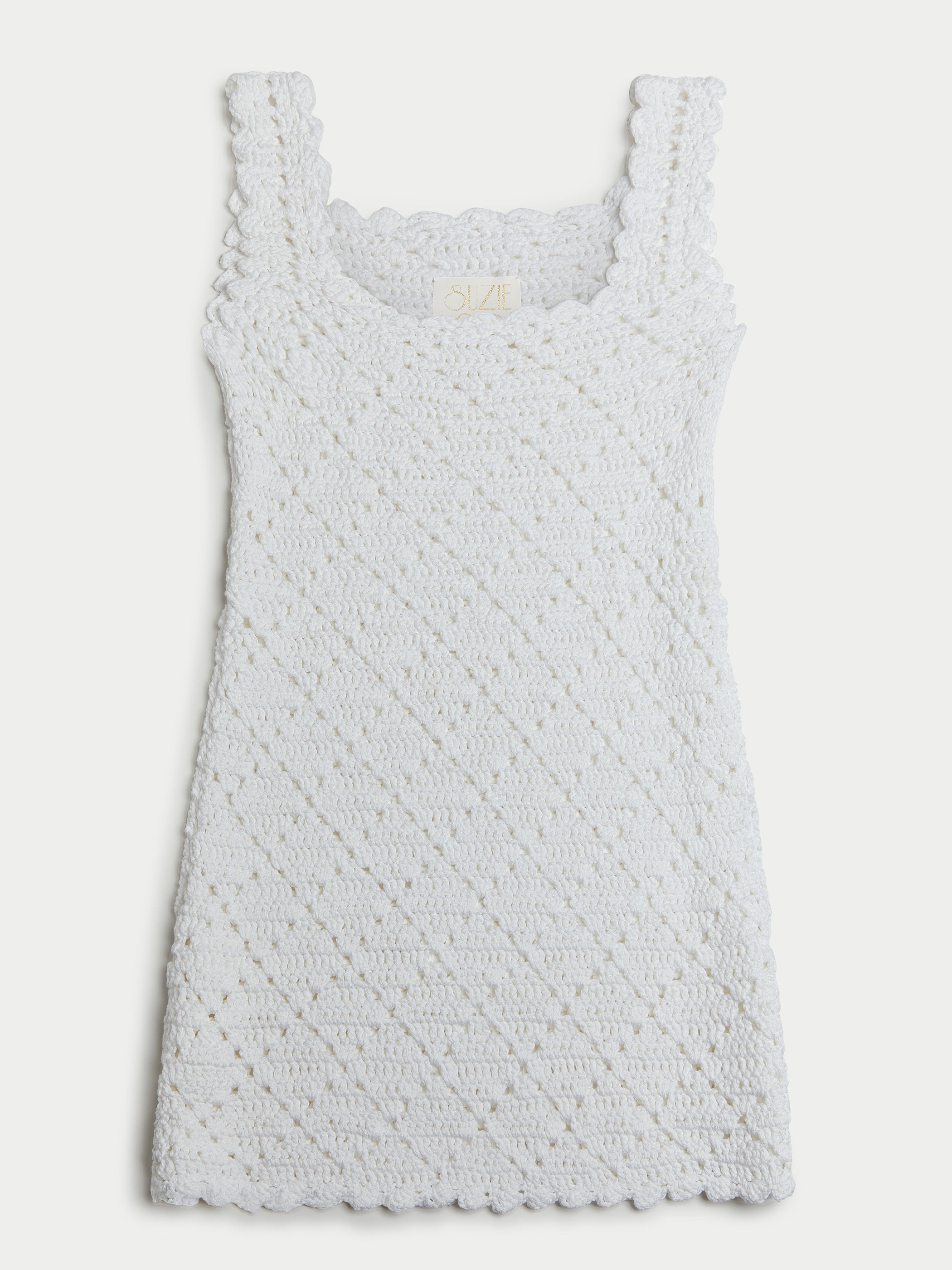 white cotton crochet dress Dalton Backless Crochet Maxi Dress