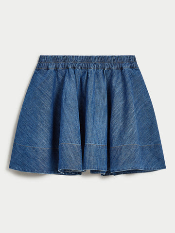 The Lina Mini Circle Skirt in Denim