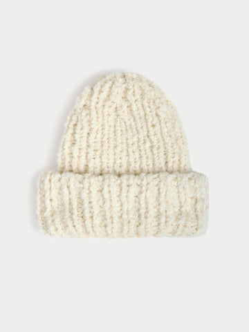 The Lumi Ribbed Beanie in Boucle Cashmere