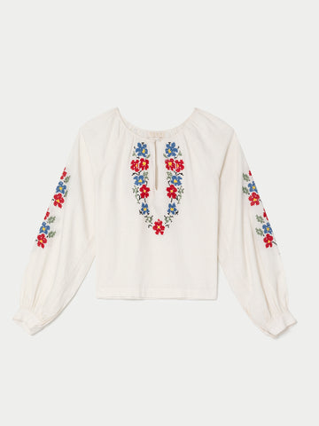 The Gigi Blouse in Embroidered Linen