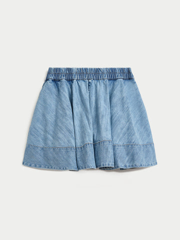 The Lina Mini Circle Skirt in Denim