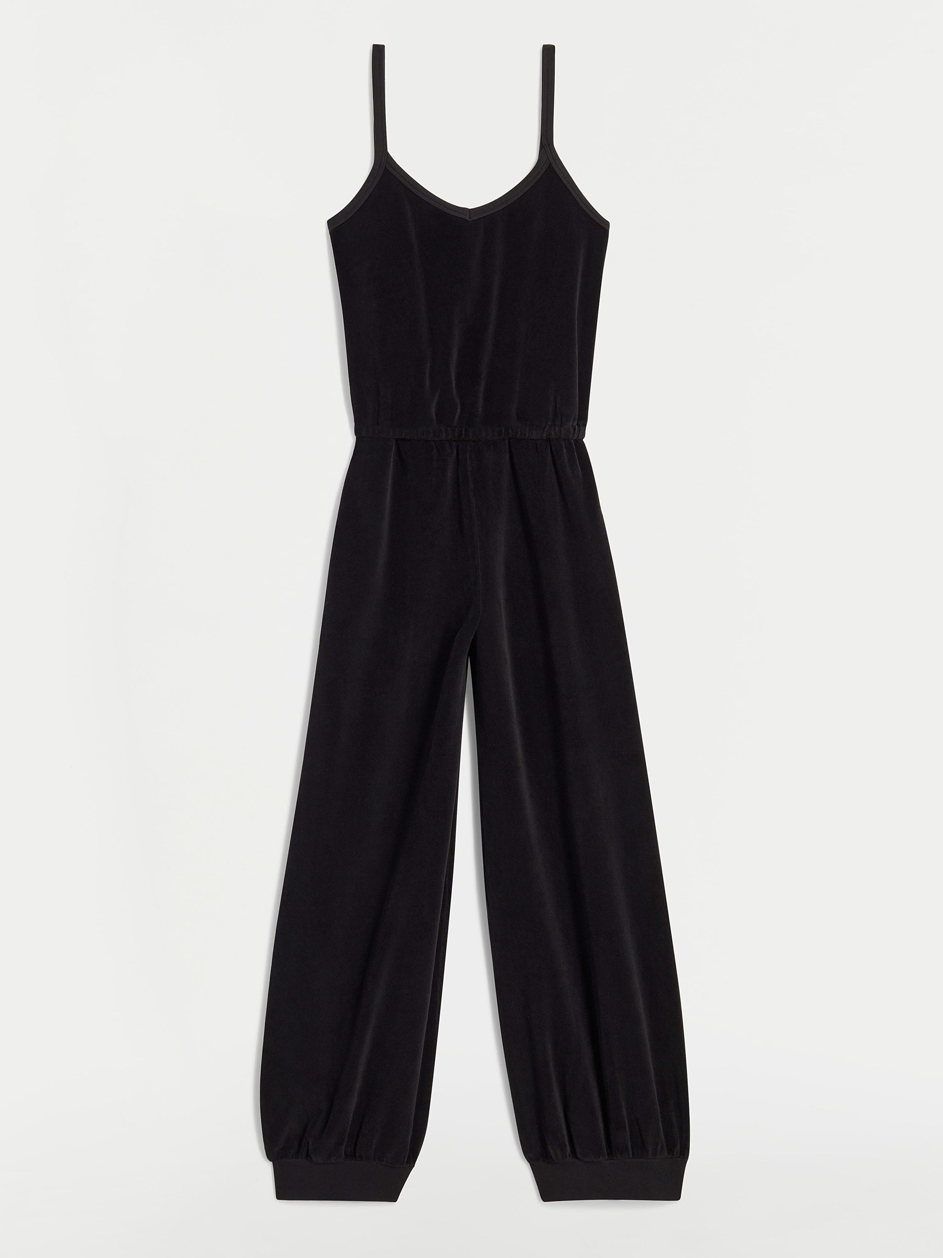 The Giorgi Tank Jumpsuit in Velour Black / XS The Giorgi Tank Jumpsuit in Velour Black / XS