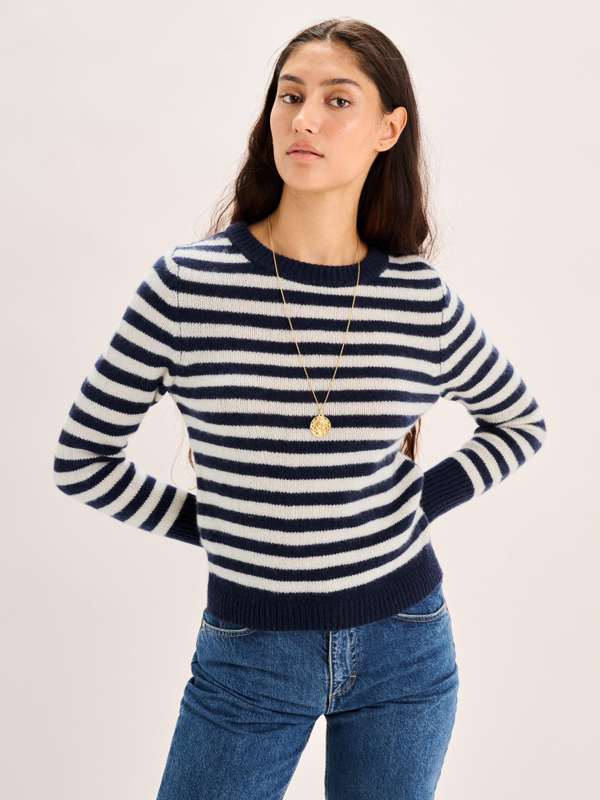 Navy-Ivory Stripe 