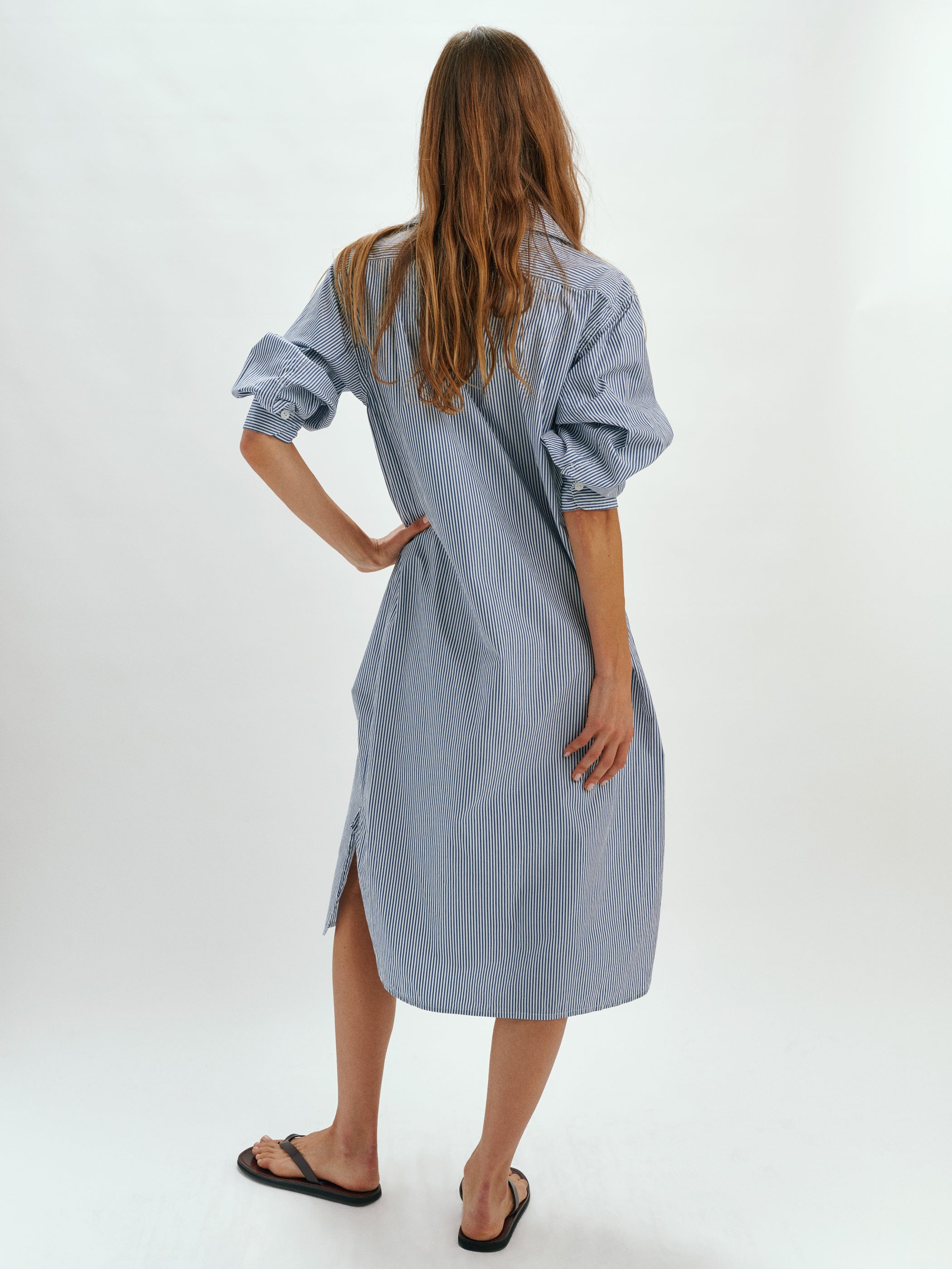 Suzie Kondi Stella Dress Poplin in Cotton | Navy Stripe