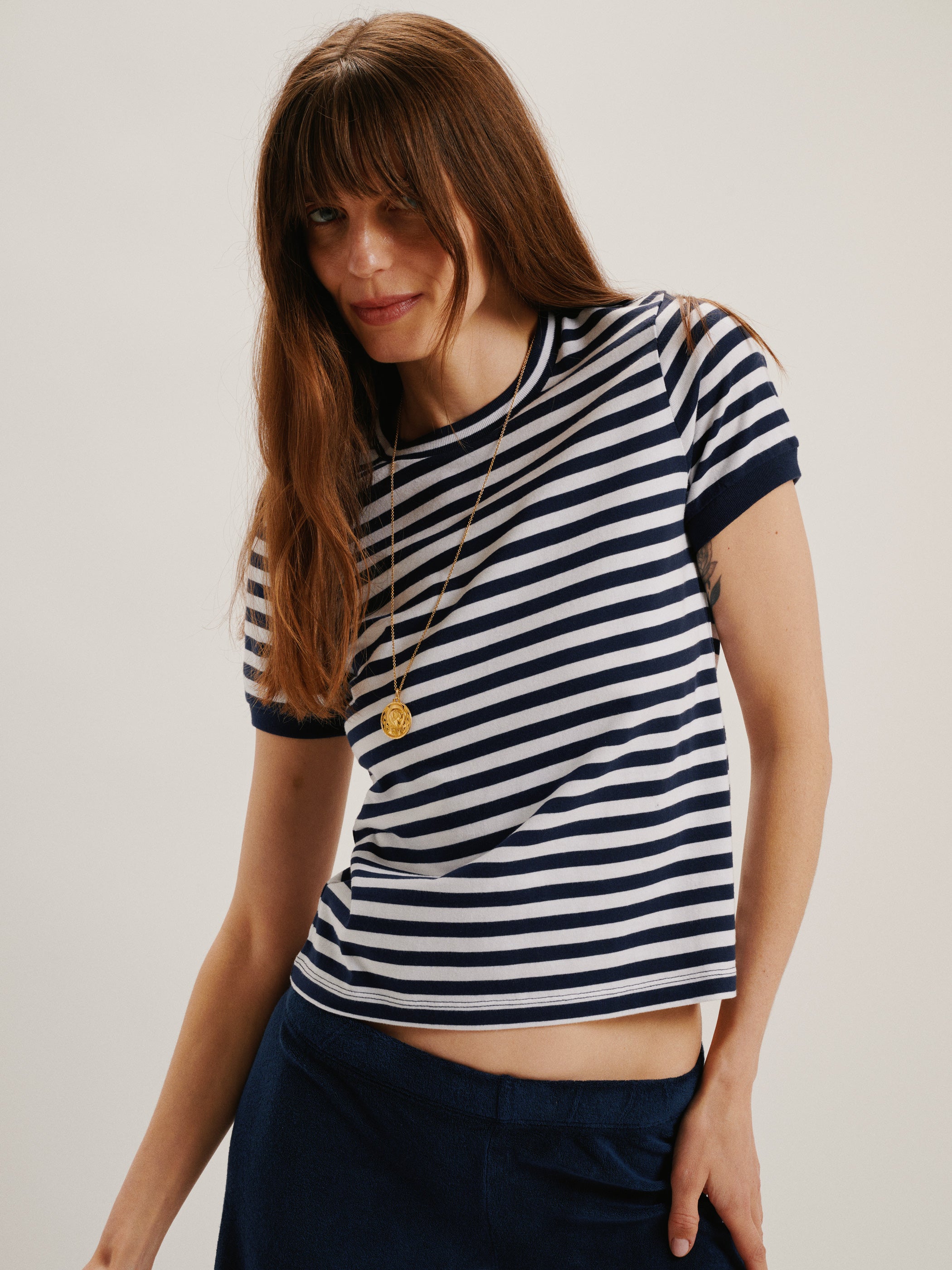 Navy-Ivory Stripe 