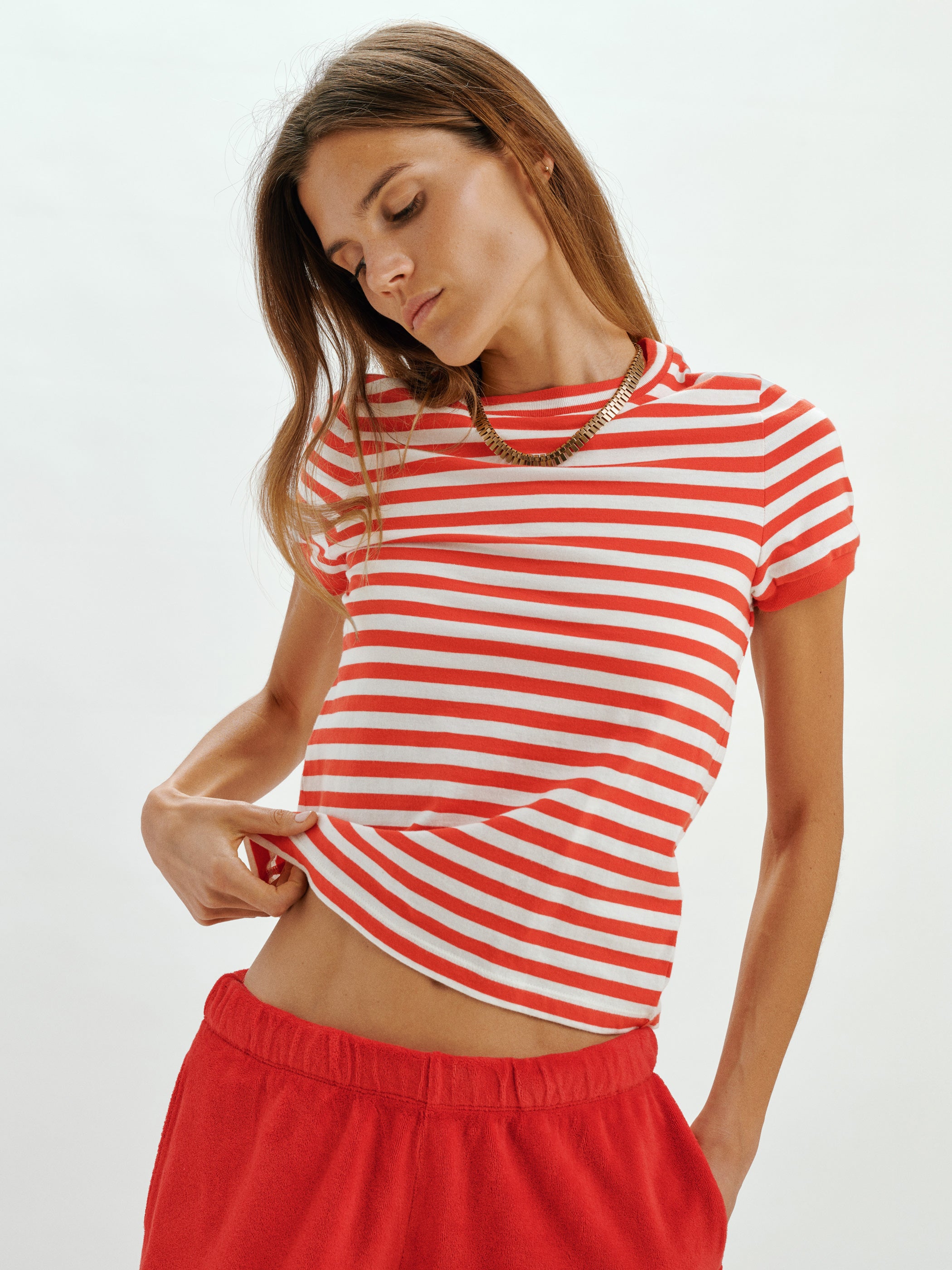 Cherry-Ivory Stripe 