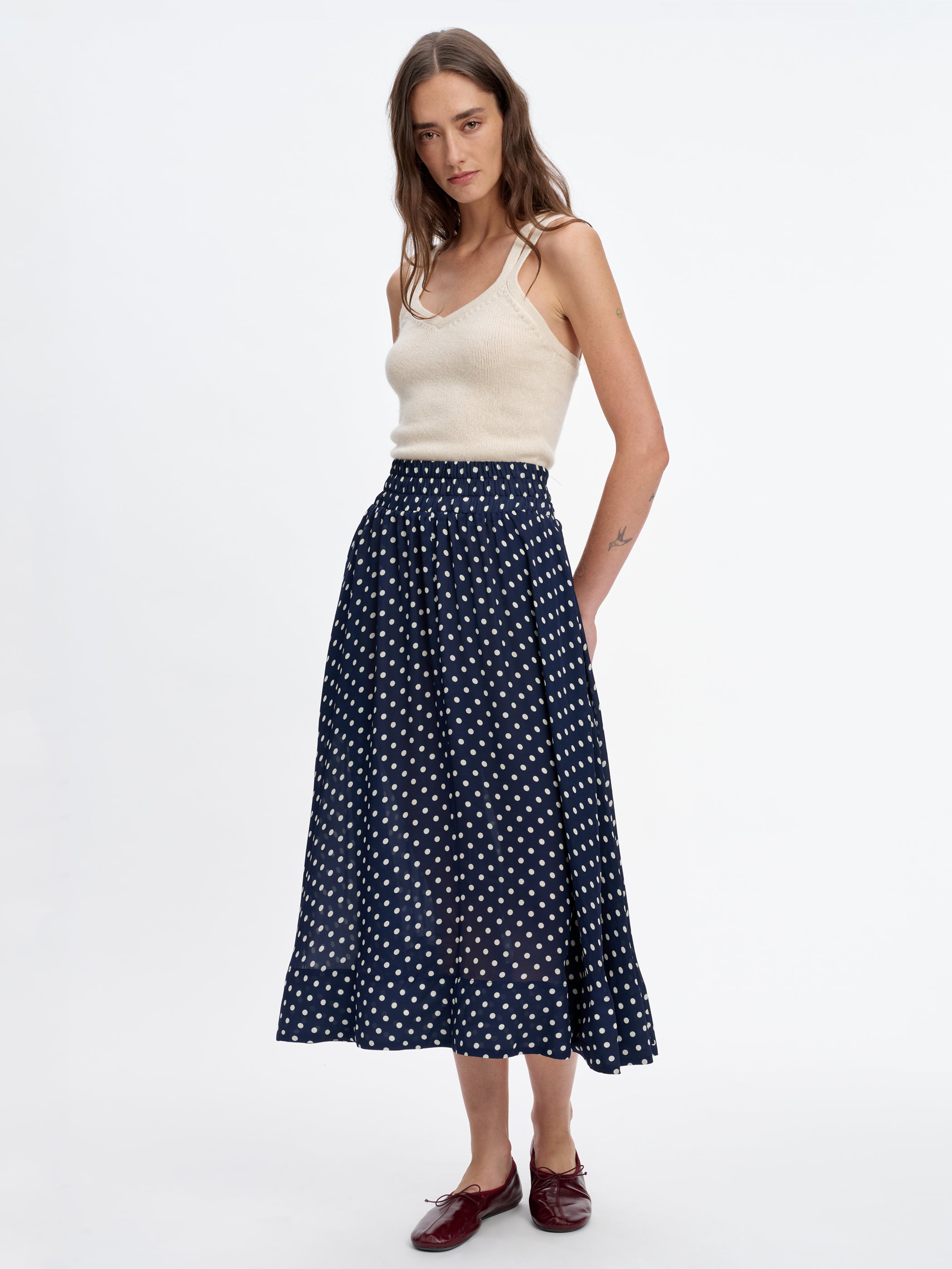 Navy Ivory Polka Dot 