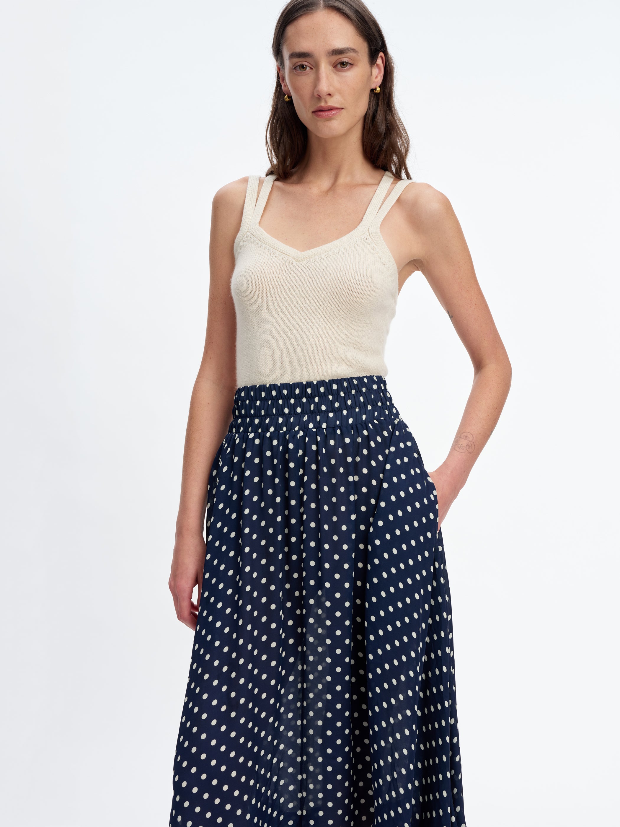 Navy Ivory Polka Dot 