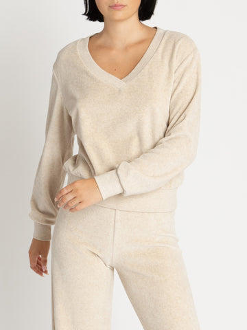 The Vari V-Neck Top in Heather Velour